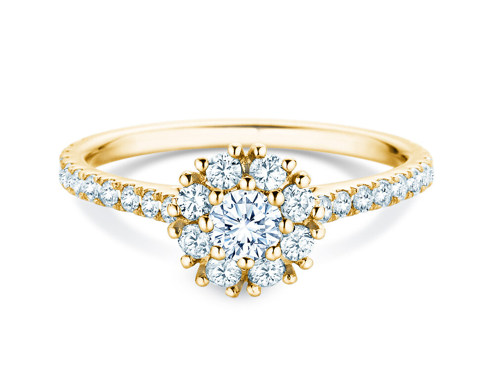 Diamantring Bloom Pavé in 9K Gelbgold mit Diamanten 0,82ct G/SI