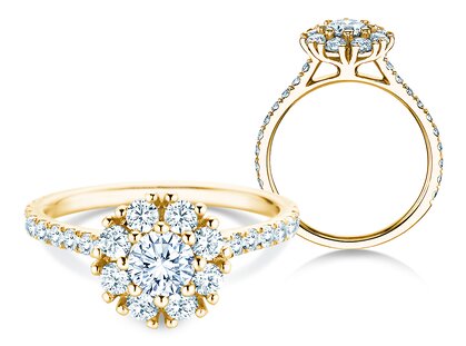 Diamantring Bloom Pavé in Gelbgold