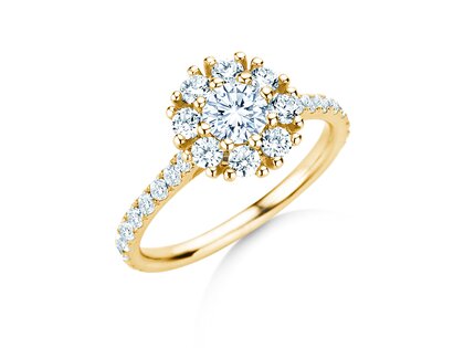Diamantring Bloom Pavé in Gelbgold
