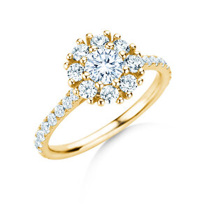 Diamantring Bloom Pavé in Gelbgold