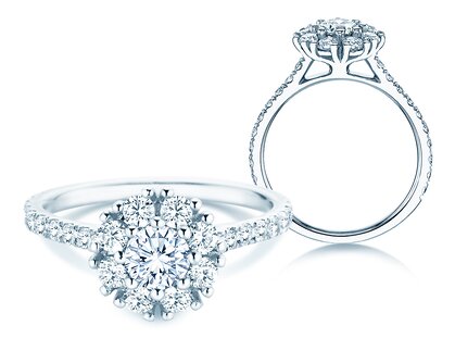 Diamantring Bloom Pavé in Platin