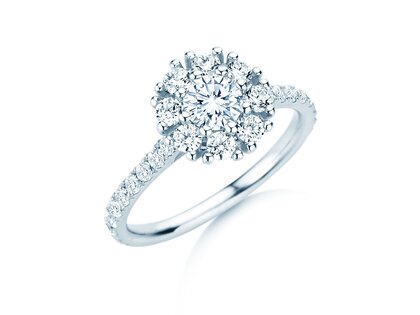 Diamantring Bloom Pavé in Platin