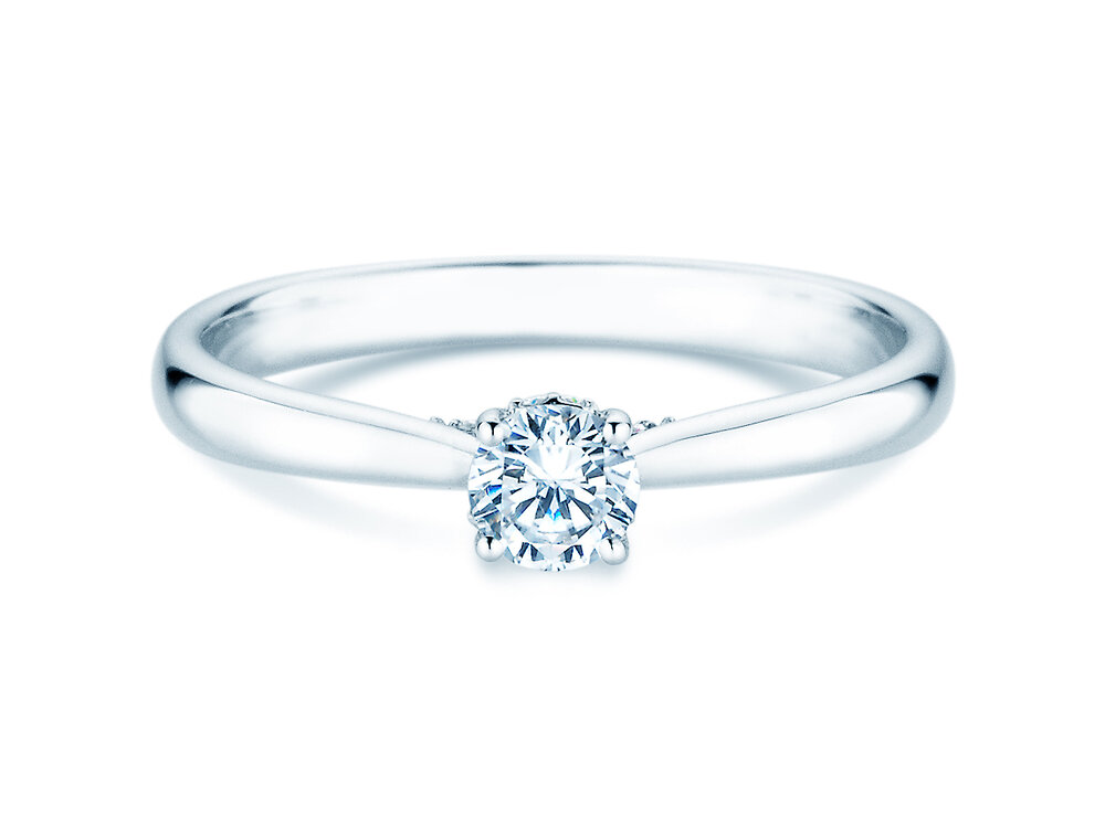 Diamantring Classic 4 Hidden Halo in Platin 950/- mit Diamanten 0,30ct G/SI