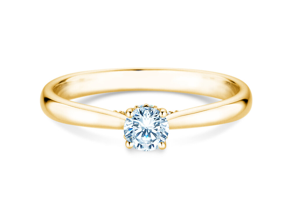 Diamantring Classic 4 Hidden Halo in 18K Gelbgold mit Diamanten 0,30ct G/SI