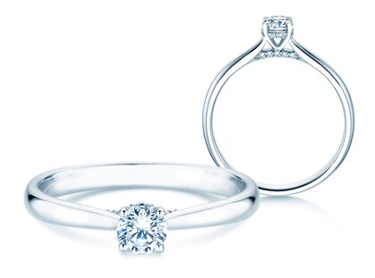 Diamantring Classic 4 Hidden Halo in 14K Weißgold mit Diamanten 0,30ct