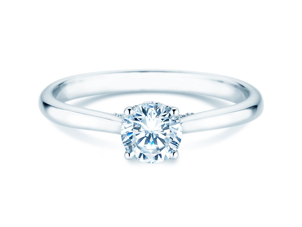 Diamantring Classic 4 Hidden Halo in Platin 950/- mit Diamanten 0,57ct G/SI