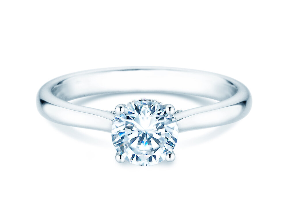 Ring Classic 4 Hidden Halo in Platin 950/- mit Labordiamanten 0,82ct E/VS
