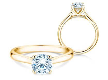 Diamantring Classic 4 Hidden Halo in Gelbgold