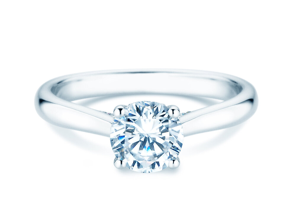 Diamantring Classic 4 Hidden Halo in Platin 950/- mit Diamanten 1,08ct G/SI