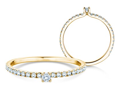 Diamantring Classic 4 Pavé in 18K Gelbgold mit Diamanten 0,30ct G/SI