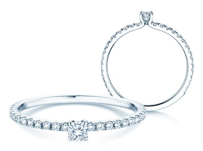 Diamantring Classic 4 Pavé in 9K Weißgold mit Diamanten 0,35ct G/SI
