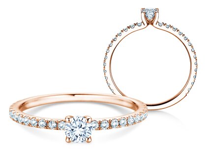 Diamantring Classic 4 Pavé in 9K Roségold mit Diamanten 0,56ct G/SI