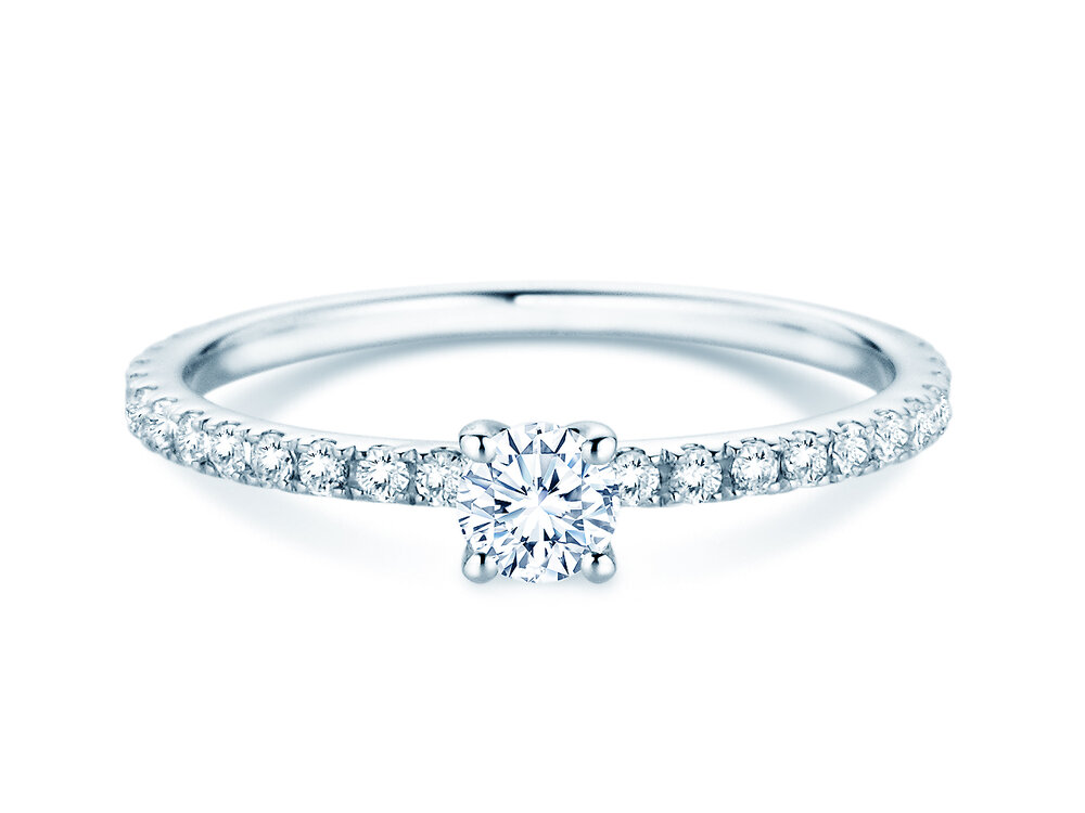Ring Classic 4 Pavé in Platin 950/- mit Labordiamanten 0,56ct E/VS