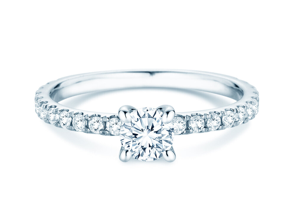 Ring Classic 4 Pavé in Platin 950/- mit Labordiamanten 0,87ct E/VS