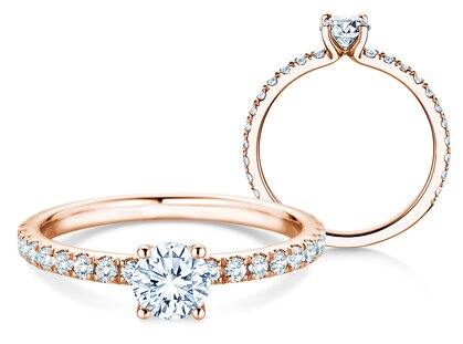 Diamantring Classic 4 Pavé in 14K Roségold mit Diamanten 1,14ct G/SI