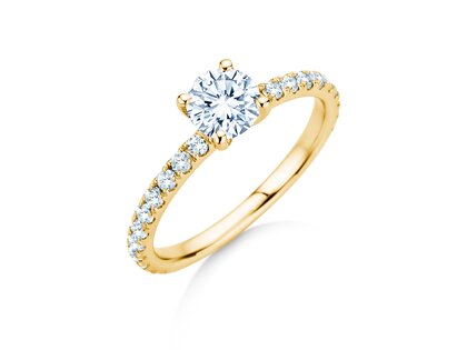 Diamantring Classic 4 Pavé in Gelbgold