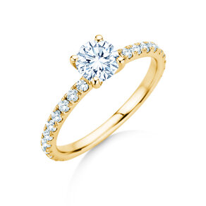 Diamantring Classic 4 Pavé in Gelbgold