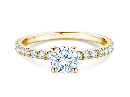 Diamantring Classic 4 Pavé in Gelbgold