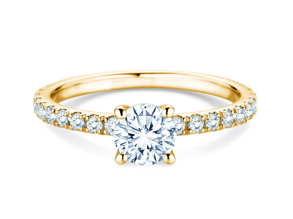 Ring Classic 4 Pavé in 9K Gelbgold mit Labordiamanten 1,19ct E/VS