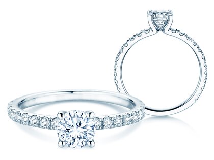 Diamantring Classic 4 Pavé in Platin