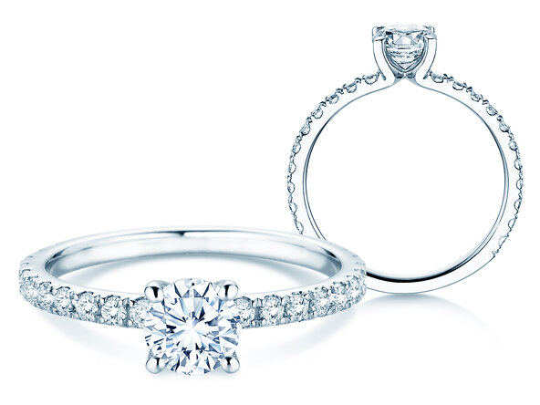 Diamantring Classic 4 Pavé in Platin