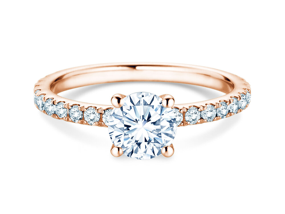 Ring Classic 4 Pavé in 9K Roségold mit Labordiamanten 2,02ct E/VS