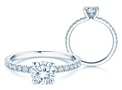Diamantring Classic 4 Pavé in Weißgold