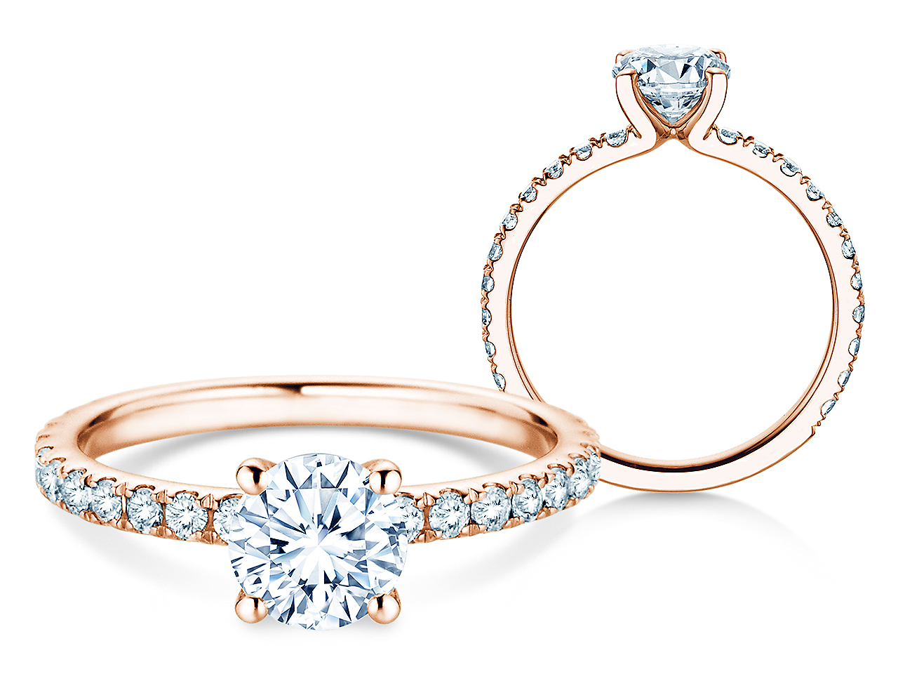 Diamantring Classic 4 Pavé in Roségold
