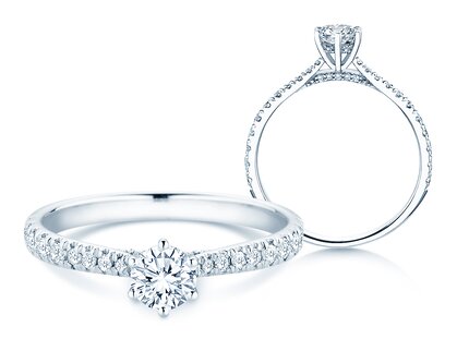 Diamantring Classic 6 Hidden Halo Pavé in Platin