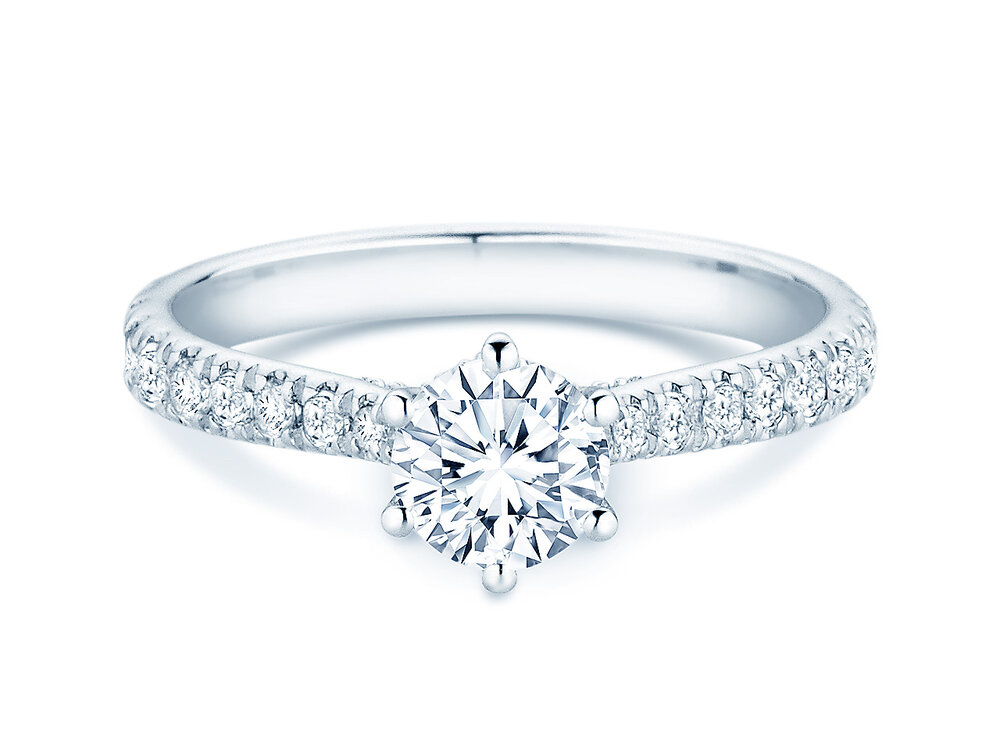 Diamantring Classic 6 Hidden Halo Pavé in Platin 950/- mit Diamanten 1,00ct G/SI