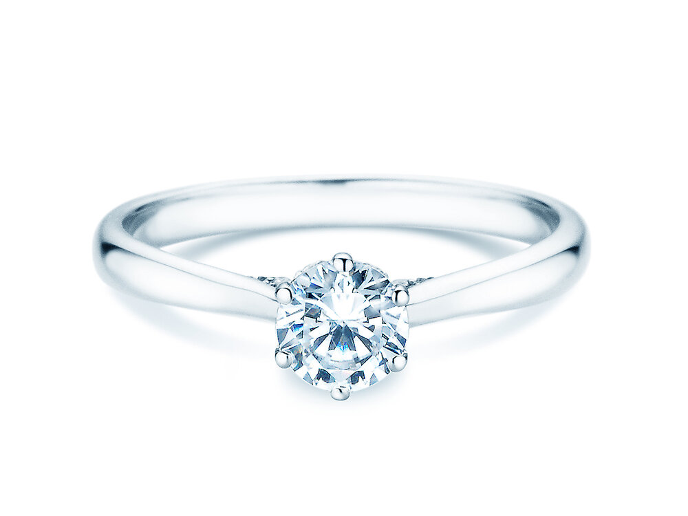 Diamantring Classic 6 Hidden Halo in Platin 950/- mit Diamanten 0,55ct G/SI