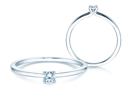 Solitärring Classic 4 in Silber 925/- mit Diamant 0,10ct G/SI