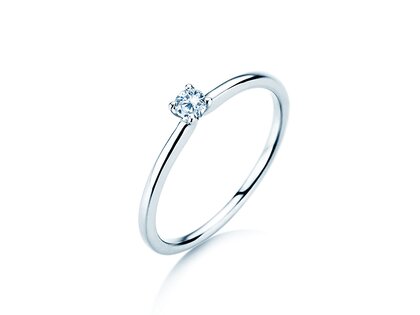 Solitärring Classic 4 in Silber 925/- mit Diamant 0,10ct G/SI