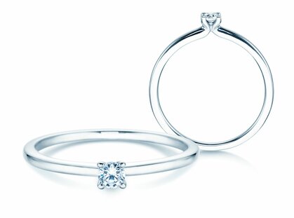 Solitärring Classic 4 in 14K Weißgold mit Diamant 0,10ct G/SI