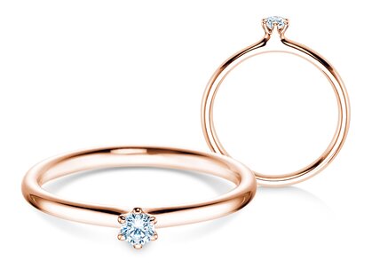 Solitärring Classic 6 in 14K Roségold mit Diamant 0,07ct G/SI