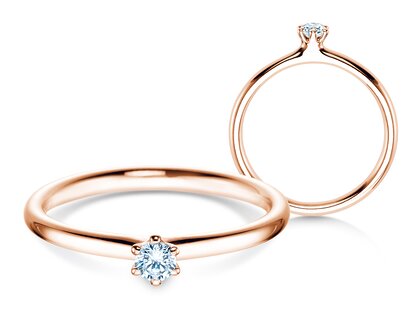 Solitärring Classic 6 in 14K Roségold mit Diamant 0,10ct G/SI