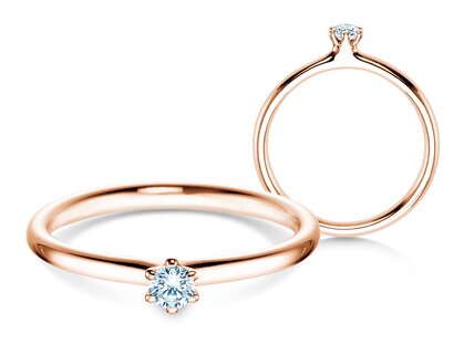 Solitärring Classic 6 in 14K Roségold mit Diamant 0,10ct G/SI