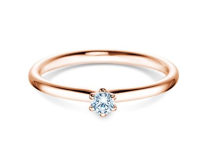 Solitärring Classic 6 in 14K Roségold mit Diamant 0,10ct G/SI
