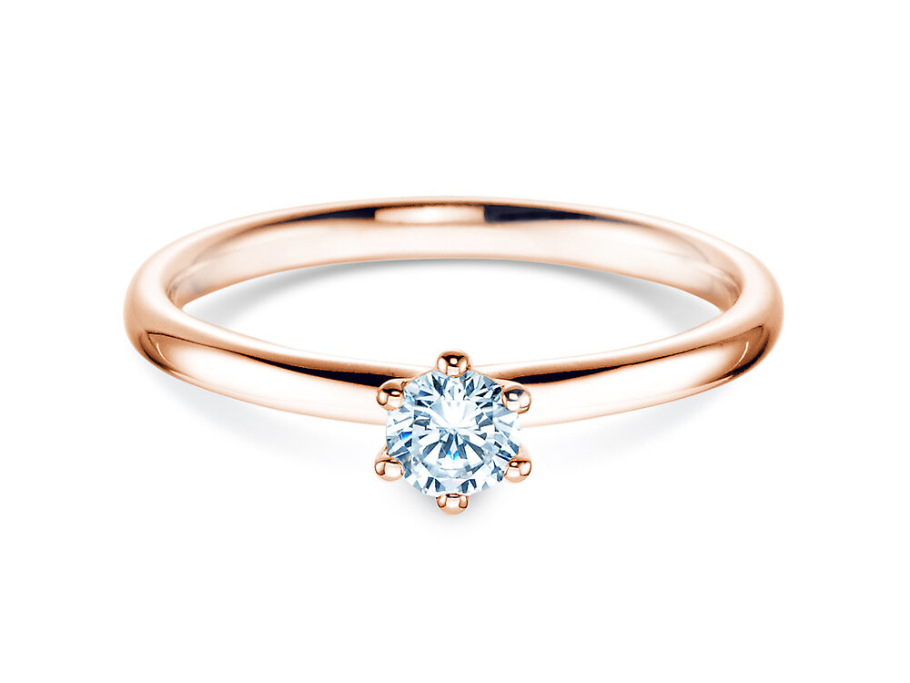 Solitärring Classic 6 in 18K Roségold mit Diamant 0,25ct G/SI