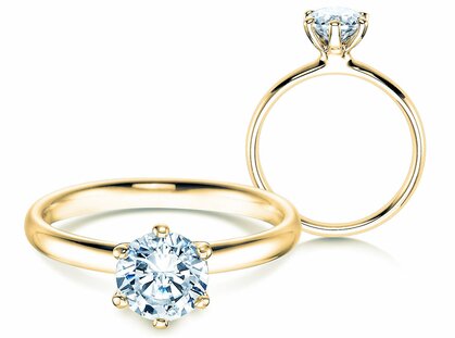 Solitärring Classic 6 in 14K Gelbgold mit Labordiamant 1,50ct E/VS