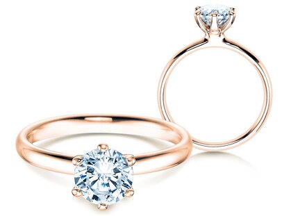 Solitärring Classic 6 in 14K Roségold mit Diamant 3,00ct G/SI