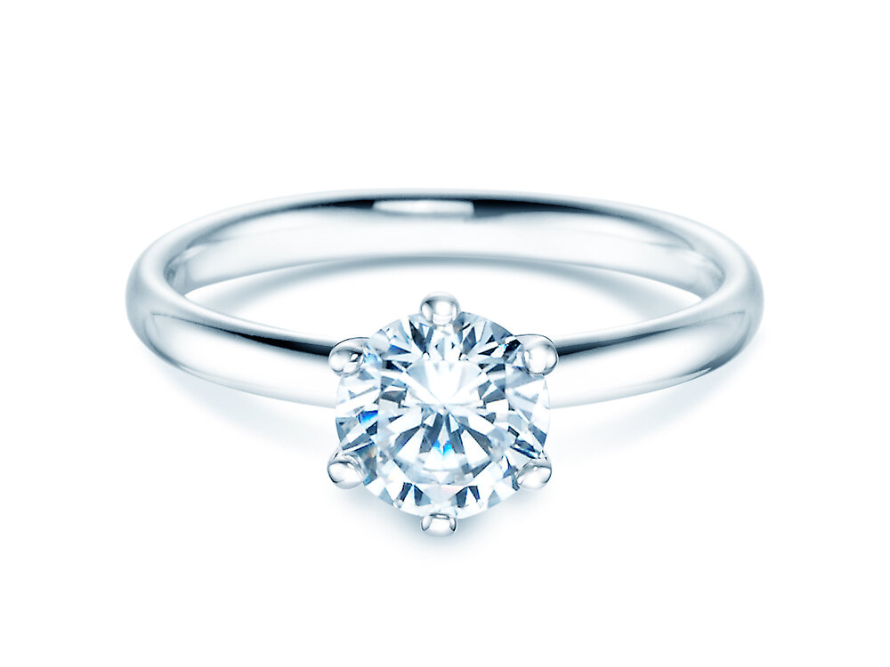 Solitärring Classic 6 in Platin 950/- mit Diamant 1,00ct G/SI
