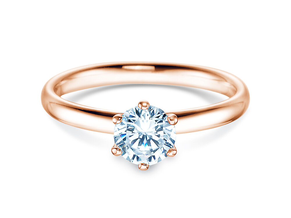 Solitärring Classic 6 in 14K Roségold mit Diamant 0,75ct G/SI