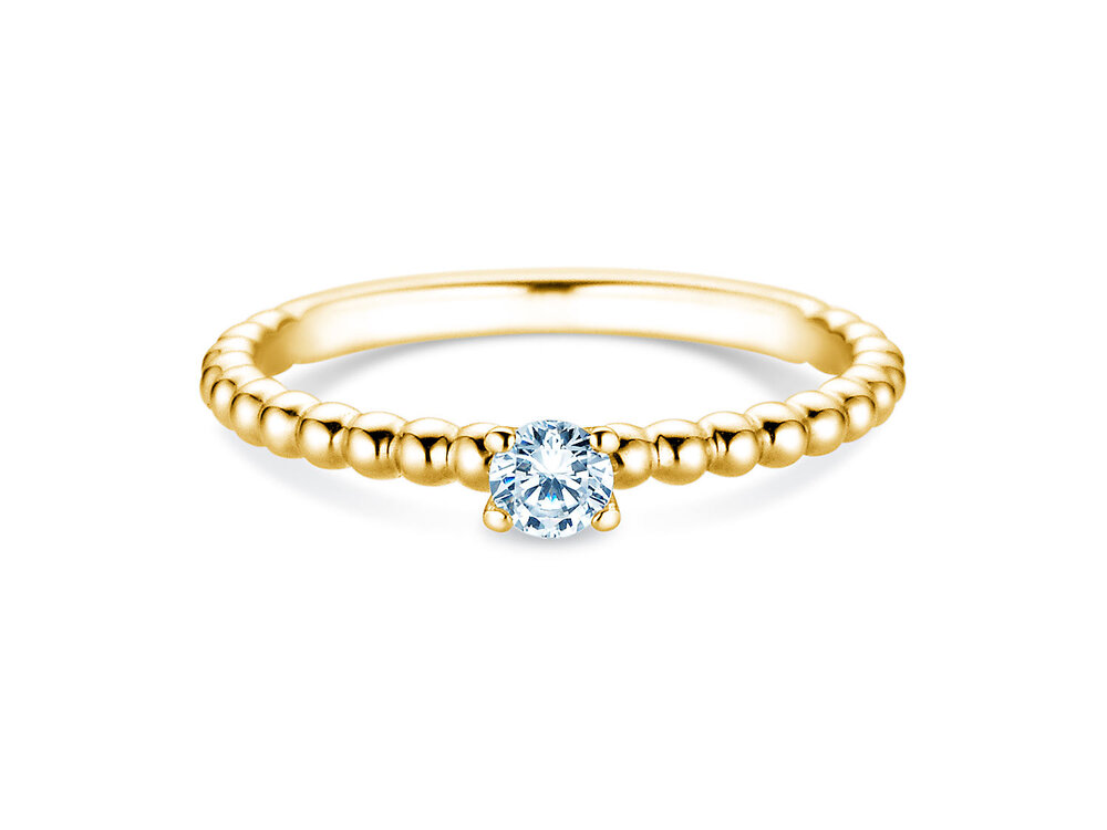 Solitärring Classic Beads in 14K Gelbgold