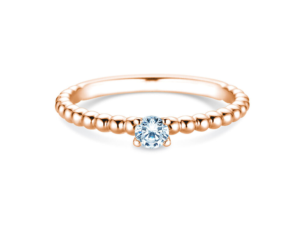 Solitärring Classic Beads in 18K Roségold