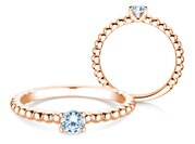 Solitärring Classic Beads in 9K Roségold mit Diamant 0,25ct