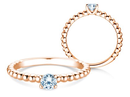Solitärring Classic Beads in 9K Roségold mit Diamant 0,25ct