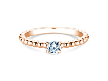 Solitärring Classic Beads in 9K Roségold mit Diamant 0,25ct