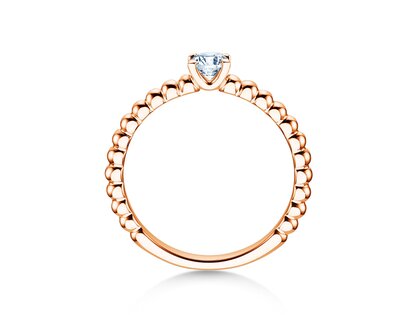 Solitärring Classic Beads in 9K Roségold mit Diamant 0,25ct