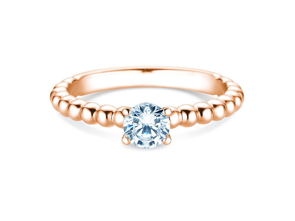 Solitärring Classic Beads in 18K Roségold mit Labordiamant 0,50ct D/IF